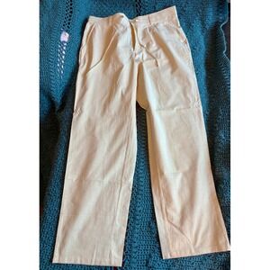 Runcati Mens Linen Blend Drawstring Pants Cream Straight Leg Summer Trousers NWT